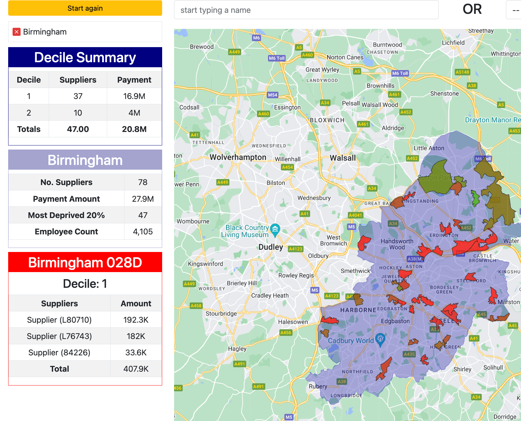 Deprived area mapping